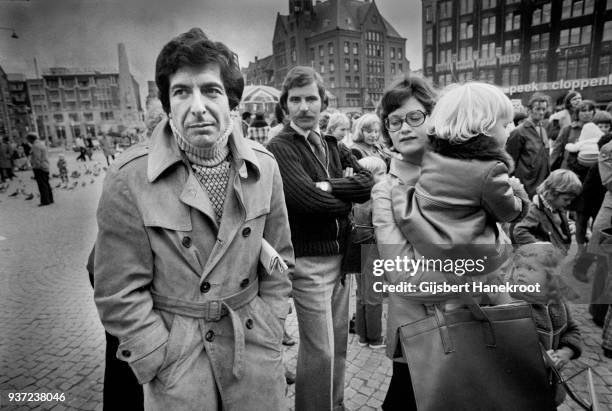 Portrait of Canadian singer-songwriter Leonard Cohen in April 1972 in Amsterdam, Netherlands.