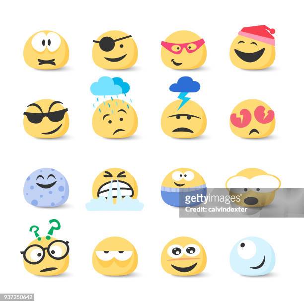 emoticons collection - angry moon stock illustrations