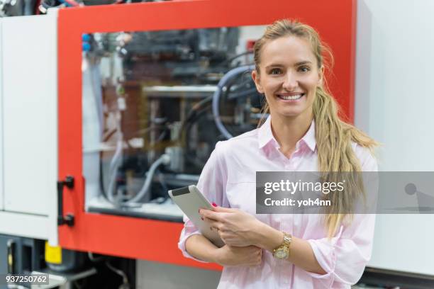 engineer woman & metal production facility - industrial designer stock pictures, royalty-free photos & images