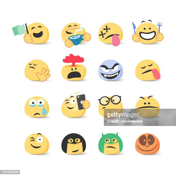 sammlung von emoticons - selfie stock-grafiken, -clipart, -cartoons und -symbole