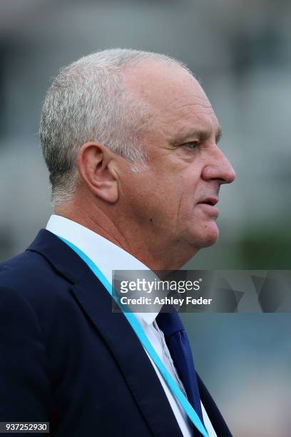 Graham Arnold of the Mariners looks on during the round 24 A-League match between the Central Coast Mariners and Sydney FC at Central Coast Stadium...