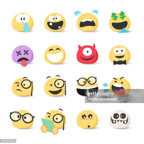 emoticons collection - kawaii stock illustrations