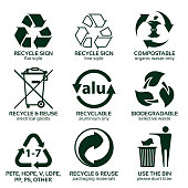 flat icon set for green eco packaging