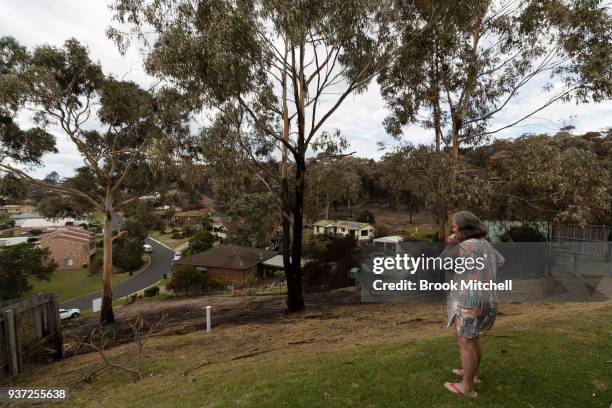 Helen Galton is pictured at her family home, which survived the recent bushfires, in Tathra, Australia on March 24, 2018. During the recent bushfires...