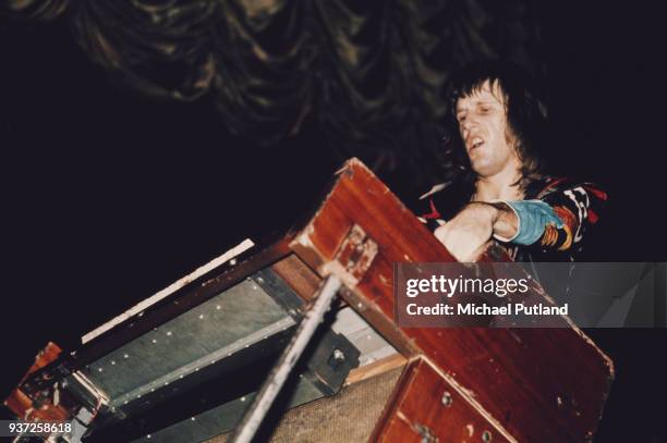 British musician and composer Keith Emerson of Emerson, Lake and Palmer, UK, February 1974.