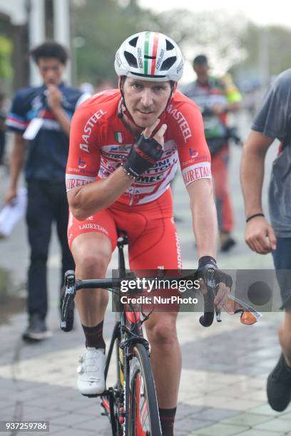 Italian cyclist Manuel Belletti from Androni Giocattoli Sidermec Team wins the seventh stage, the 222.4 km from Nilai to Muar, of the 2018 Le Tour de...