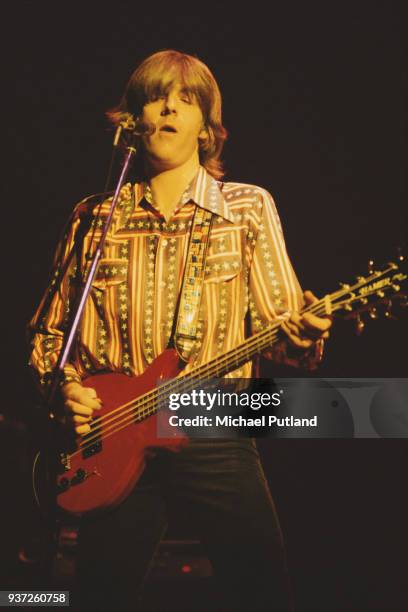 English singer-songwriter, musician, and producer Nick Lowe of Rockpile performs on stage in New York, August 1979.