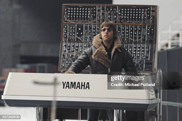 British musician and composer Keith Emerson of Emerson, Lake and Palmer during rehearsals for the band's 'Works' tour, at the Olympic Stadium,...