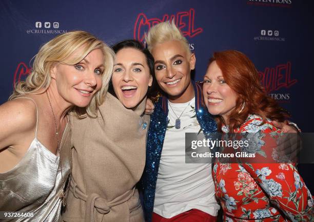 Judy McLane, Lena Hall, Frankie Grande and Carolee Carmello pose at Frankie Grande's Opening Night in "Cruel Intentions: The Musical" at Le Poisson...