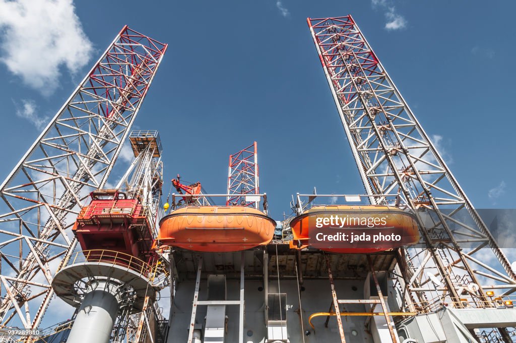 Bottom view of an oil platform