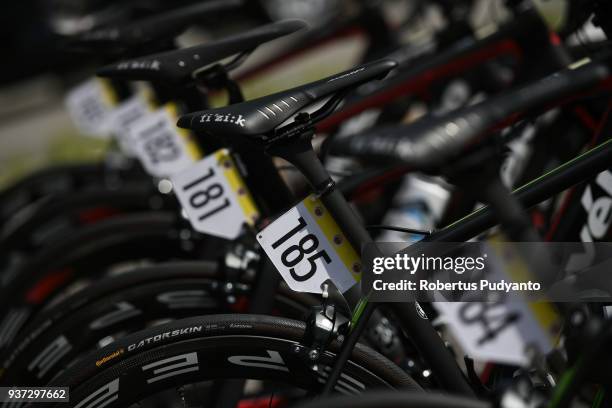 Team Sapura Cycling Malaysia bikes are prepared during Stage 7 of the Le Tour de Langkawi 2018, Nilai-Muar 222.4 km on March 24, 2018 in Muar,...