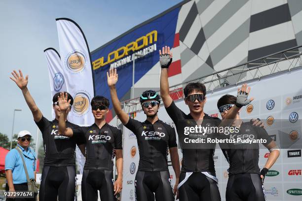 Bianchi Asia Procycling Korea pose during Stage 7 of the Le Tour de Langkawi 2018, Nilai-Muar 222.4 km on March 24, 2018 in Muar, Malaysia.