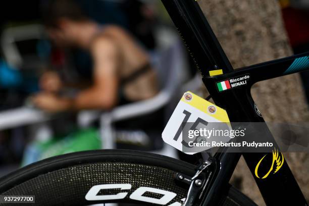 Riccardo Minali of Astana Pro Team Kazakhstan prepares during Stage 7 of the Le Tour de Langkawi 2018, Nilai-Muar 222.4 km on March 24, 2018 in Muar,...