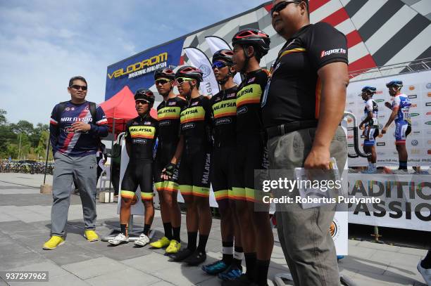 Malaysian National Team pose during Stage 7 of the Le Tour de Langkawi 2018, Nilai-Muar 222.4 km on March 24, 2018 in Muar, Malaysia.