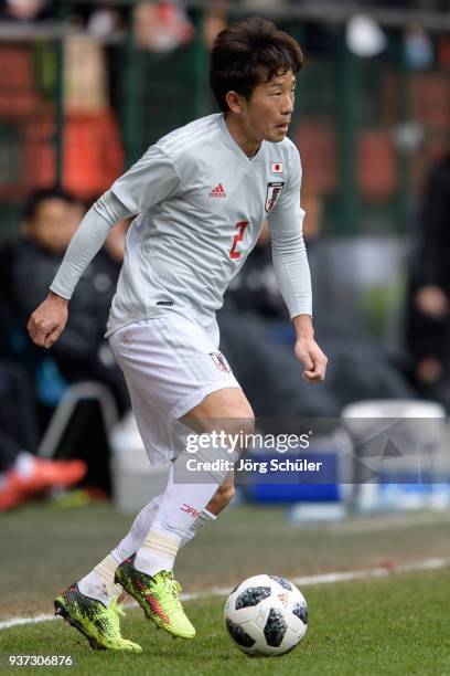 Tomoya Ugajin of Japan during the International friendly match between Japan and Mali at the Stade de Sclessin on March 23, 2018 in Liege Belgium.