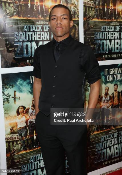 Actor Moses J. Moseley attends the premiere of "Attack Of The Southern Fried Zombies" at Arena Cinelounge on March 23, 2018 in Hollywood, California.