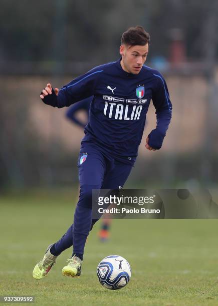 Alessandro Murgia of Italy U21 in action during the Italy U21 training session on March 24, 2018 in Rome, Italy.