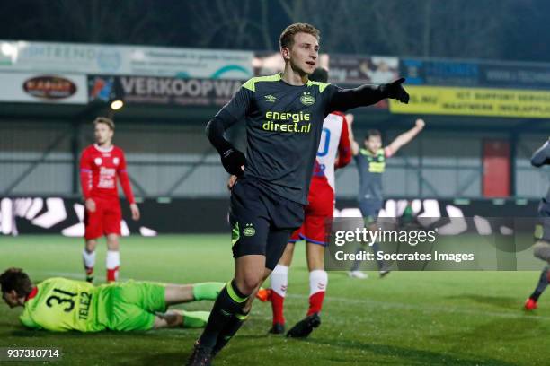 Matthias Verreth of PSV U23 during the Dutch Jupiler League match between Utrecht U23 v PSV U23 at the Sportpark De Westmaat on March 23, 2018 in...