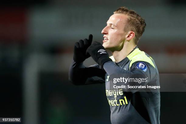 Marcel Ritzmaier of PSV U23 during the Dutch Jupiler League match between Utrecht U23 v PSV U23 at the Sportpark De Westmaat on March 23, 2018 in...