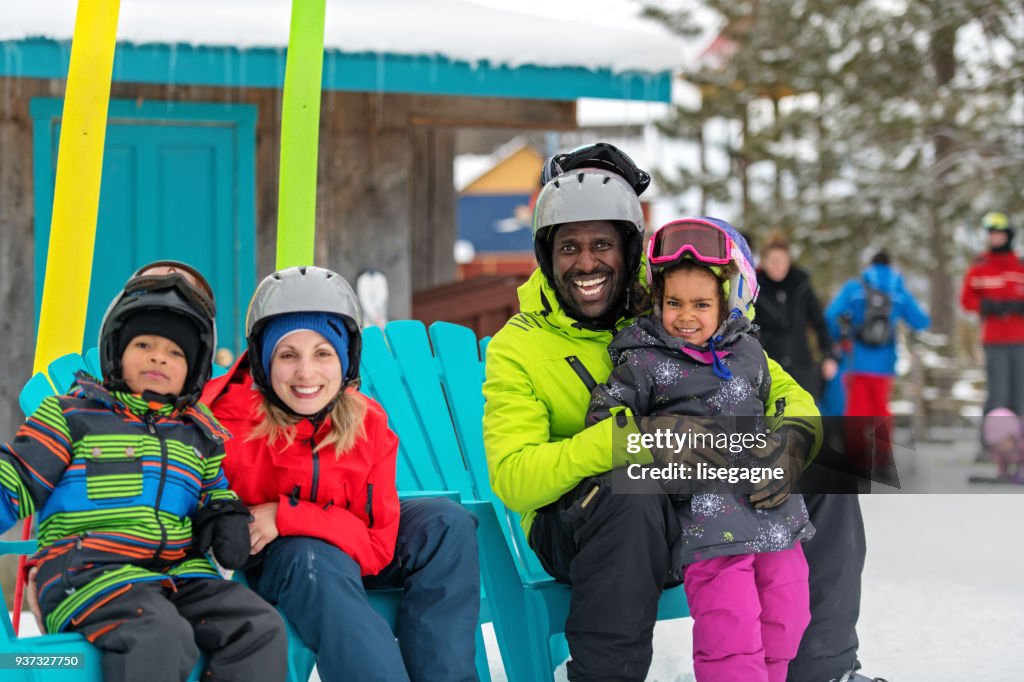 Families and friends in a ski resort