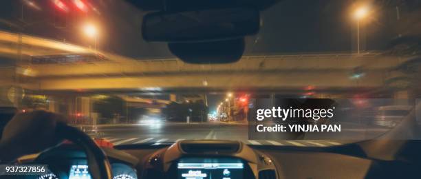 car on the move in shanghai china - car point of view stock pictures, royalty-free photos & images