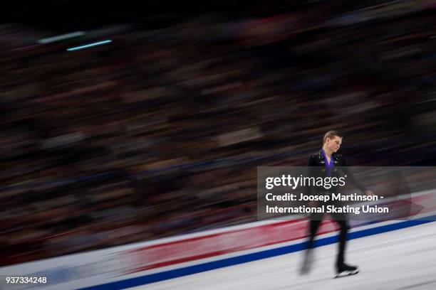 Mikhail Kolyada of Russia competes in the Men's Free Skating during day four of the World Figure Skating Championships at Mediolanum Forum on March...