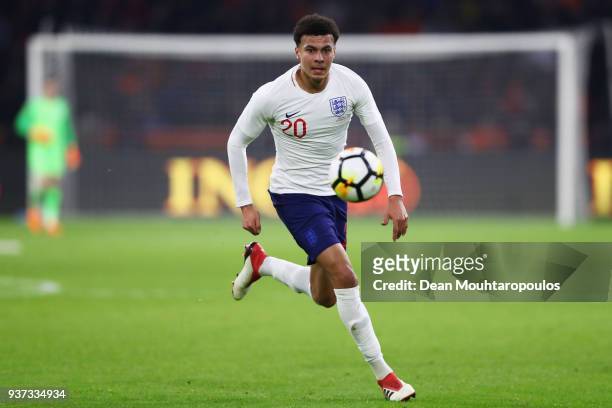 Dele Alli of England in action during the International Friendly match between Netherlands and England at Amsterdam ArenA also called the Johan...