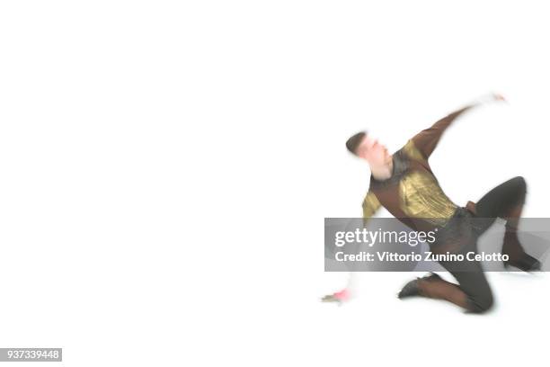 Paul Fentz of Germany competes in the Men's Free Skating during day four of the World Figure Skating Championships at Mediolanum Forum on March 24,...