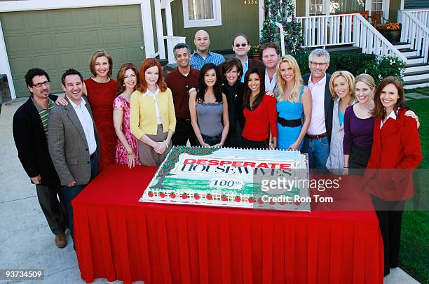 The cast and crew on the set of "Desperate Housewives" celebrated the series' 100th episode entitled, "The Best Thing That Could Have Happened"...