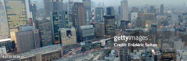 Aerial view of Osaka. View of Osaka from the Umeda Sky Building on March 28, 2015 in Osaka, Japan.