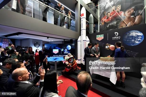 Andrew Wu, LVMH Group Greater China President, Xu Xingli, General Manager at Chang'E Aerospace Technology LLC, Jean-Claude Biver, TAG Heuer CEO and...