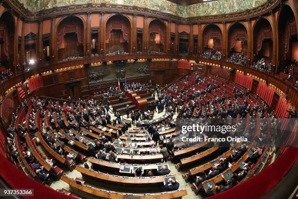 General view of Italian Chamber of Deputies during the voting for the new president of Italy's Chamber of Deputies at Palazzo Montecitorio on March...