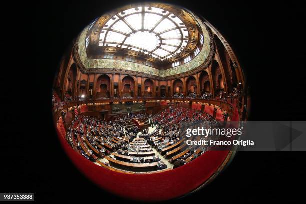 General view of Italian Chamber of Deputies during the voting for the new president of Italy's Chamber of Deputies at Palazzo Montecitorio on March...