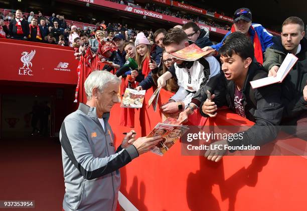 Ian Rush of Liverpool before the LFC Foundation charity match between Liverpool FC Legends and FC Bayern Legends at Anfield on March 24, 2018 in...