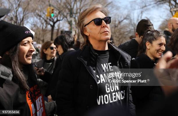 Sir Paul McCartney joins thousands of people, many of them students, march against gun violence in Manhattan during the March for Our Lives rally on...