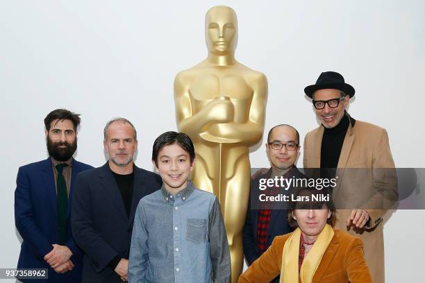 Writer Jason Schwartzman, producer Jeremy Dawson, actor Koyu Rankin, actor Akira Ito, producer, writer and director Wes Anderson and actor Jeff...