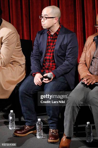 Actor Akira Ito on stage during The Academy of Motion Picture Arts & Sciences Official Academy Screening of Isle of Dogs at the MOMA - Celeste Bartos...