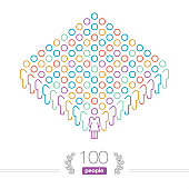 100 People - Outline Infographic - Female Team Leader