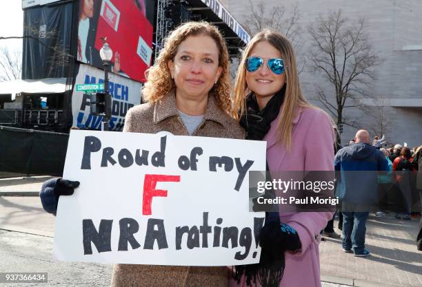 Representative for Florida's 23rd congressional district Debbie Wasserman Schultz and Rebecca Shultz attend March For Our Lives on March 24, 2018 in...