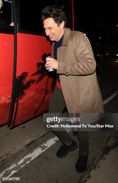 Zach Braff is seen on March 23, 2018 in Los Angeles, California.