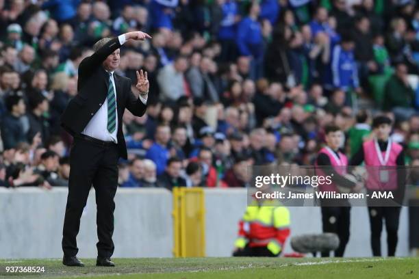 Northern Ireland manager Michael ONeill during an International Friendly fixture between Northern Ireland and Korea Republic at Windsor Park on March...