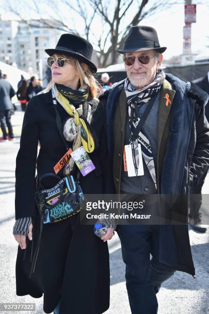 Kate Capshaw and Steven Spielberg attend March For Our Lives on March 24, 2018 in Washington, DC.