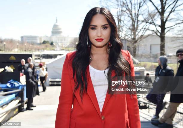 Demi Lovato attends March For Our Lives on March 24, 2018 in Washington, DC.