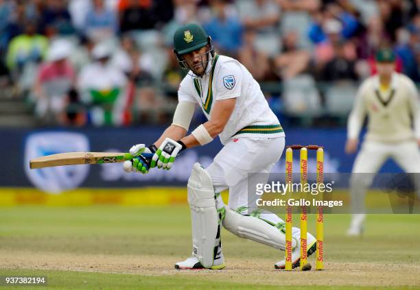 Faf du Plessis of South Africa during day 3 of the 3rd Sunfoil Test match between South Africa and Australia at PPC Newlands on March 24, 2018 in...