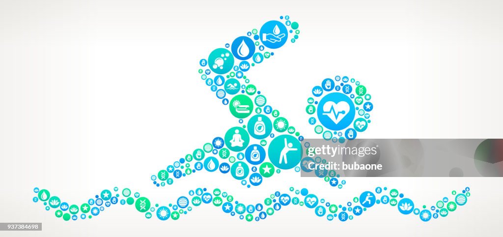 Swimming Spa and Wellness Vector Icon Pattern