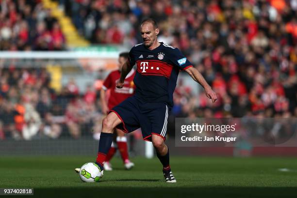 Alexander Zickler of Bayern Munich Legends during the friendly match between Liverpool FC Legends and FC Bayern Legends at Anfield on March 24, 2018...