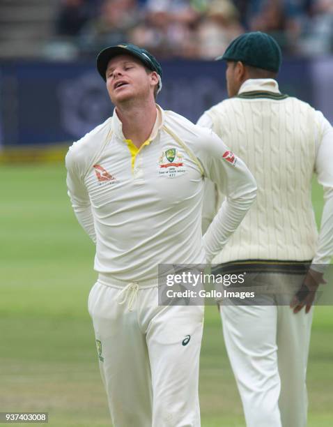 Disappointed Steve Smith after dropping Aiden Markram of South Africa during day 3 of the 3rd Sunfoil Test match between South Africa and Australia...