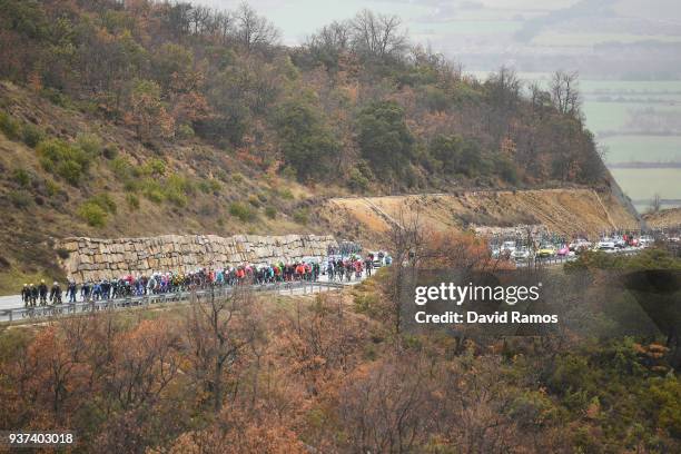 Landscape / Peloton / during the 98th Volta Ciclista a Catalunya 2018, Stage 6 a 116,6km stage shortened due to snow from Pobla de Segur to...