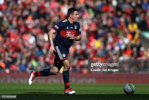 Roy Makaay of Bayern Munich Legends during the friendly match between Liverpool FC Legends and FC Bayern Legends at Anfield on March 24, 2018 in...
