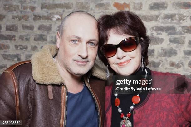 French actor Romeo Sarfati poses with actress Anny Duperey in Valenciennes before the tribute to her during the closing ceremony of Valenciennes Film...